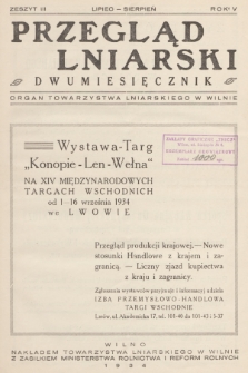 Przegląd Lniarski : organ Towarzystwa Lniarskiego w Wilnie. R. 5, 1934, z. 3