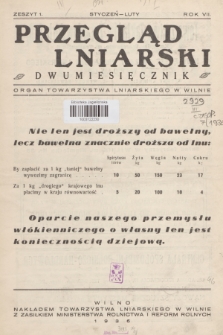 Przegląd Lniarski : organ Towarzystwa Lniarskiego w Wilnie. R. 7, 1936, z. 1