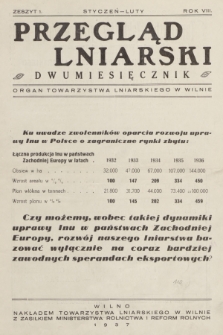 Przegląd Lniarski : organ Towarzystwa Lniarskiego w Wilnie. R. 8, 1937, z. 1
