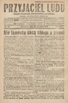 Przyjaciel Ludu : organ Polskiego Stronnictwa Ludowego. 1919, nr 39