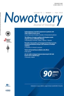 Nowotwory : journal of oncology : [official organ of the Polish Oncological Society, M. Skłodowska-Curie National Research Institute of Oncology : journal of the Polish Society of Surgical Oncology]. Vol. 72, 2022, no. 4