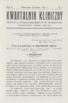 Kwartalnik Kliniczny Szpitala Starozakonnych w Warszawie : wydawnictwo lekarzy szpitala. R. 5, 1926, Nr 2