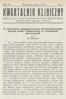 Kwartalnik Kliniczny Szpitala Starozakonnych w Warszawie : wydawnictwo lekarzy szpitala. R. 6, 1927, Nr 3