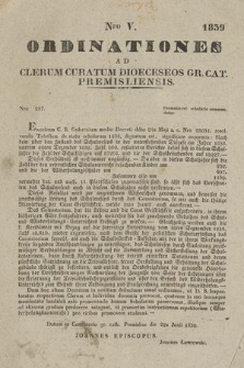 Ordinationes ad Clerum Curatum Dioeceseos Gr. Cat. Premisliensis. 1839, Nro V