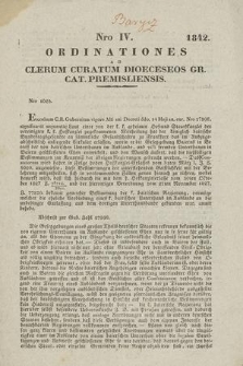 Ordinationes ad Clerum Curatum Dioeceseos Gr. Cat. Premisliensis. 1842, Nro IV