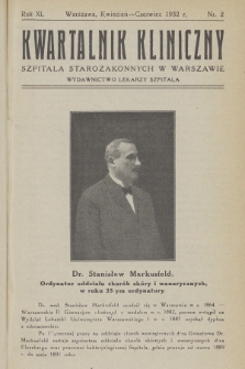 Kwartalnik Kliniczny Szpitala Starozakonnych w Warszawie : wydawnictwo lekarzy szpitala. R. 11, 1932, Nr 2