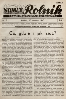 Nowy Rolnik : organ Krakowskiej Izby Rolniczej. 1945, nr 3