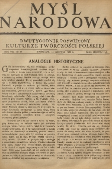 Myśl Narodowa : dwutygodnik poświęcony kulturze twórczości polskiej. R. 8, 1928, nr 15