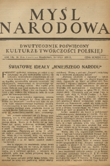 Myśl Narodowa : dwutygodnik poświęcony kulturze twórczości polskiej. R. 8, 1928, nr 18