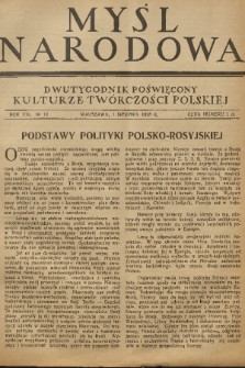 Myśl Narodowa : dwutygodnik poświęcony kulturze twórczości polskiej. R. 8, 1928, nr 19
