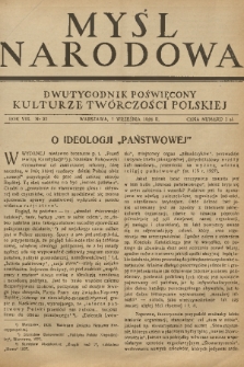 Myśl Narodowa : dwutygodnik poświęcony kulturze twórczości polskiej. R. 8, 1928, nr 21