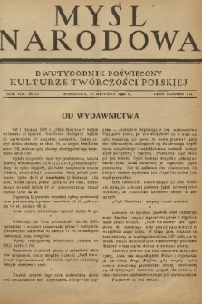 Myśl Narodowa : dwutygodnik poświęcony kulturze twórczości polskiej. R. 8, 1928, nr 22