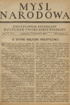 Myśl Narodowa : dwutygodnik poświęcony kulturze twórczości polskiej. R. 8, 1928, nr 24