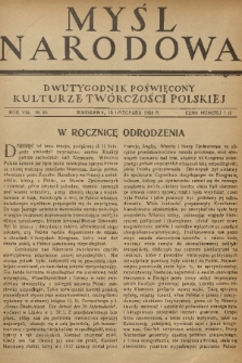 Myśl Narodowa : dwutygodnik poświęcony kulturze twórczości polskiej. R. 8, 1928, nr 26