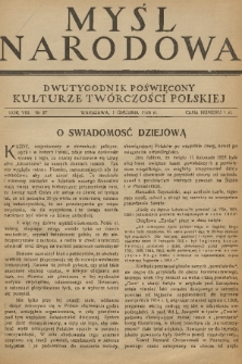Myśl Narodowa : dwutygodnik poświęcony kulturze twórczości polskiej. R. 8, 1928, nr 27