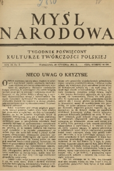 Myśl Narodowa : tygodnik poświęcony kulturze twórczości polskiej. R. 11, 1931, nr 3