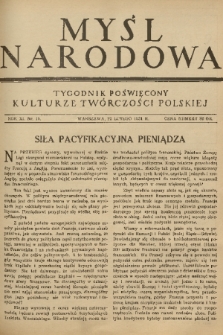 Myśl Narodowa : tygodnik poświęcony kulturze twórczości polskiej. R. 11, 1931, nr 10