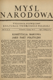 Myśl Narodowa : tygodnik poświęcony kulturze twórczości polskiej. R. 11, 1931, nr 12