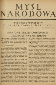 Myśl Narodowa : tygodnik poświęcony kulturze twórczości polskiej. R. 11, 1931, nr 20