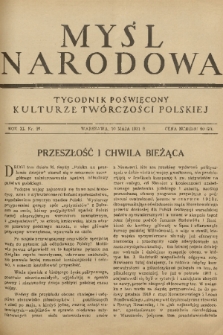 Myśl Narodowa : tygodnik poświęcony kulturze twórczości polskiej. R. 11, 1931, nr 23