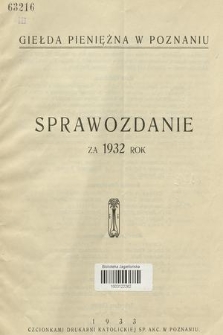 Sprawozdanie : za 1932 rok