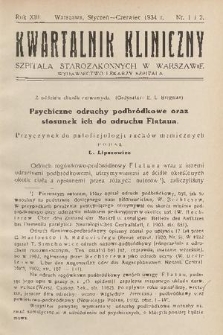 Kwartalnik Kliniczny Szpitala Starozakonnych w Warszawie : wydawnictwo lekarzy szpitala. R. 13, 1934, Nr 1-2