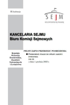 Pełny Zapis Przebiegu Posiedzenia Podkomisji Stałej do Spraw Jakości Powietrza. Kad. 9, 2022, nr 4