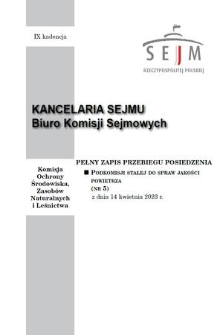 Pełny Zapis Przebiegu Posiedzenia Podkomisji Stałej do Spraw Jakości Powietrza. Kad. 9, 2023, nr 5