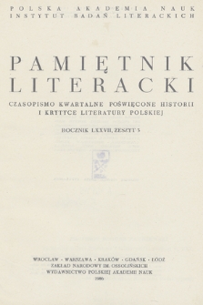 Pamiętnik Literacki : czasopismo kwartalne poświęcone historyi i krytyce literatury polskiej. R. 77, 1996, z. 3