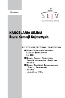 Pełny Zapis Przebiegu Posiedzenia Komisji Ochrony Środowiska, Zasobów Naturalnych i Leśnictwa (nr 127) z dnia 7 lipca 2022 r.