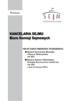 Pełny Zapis Przebiegu Posiedzenia Komisji Ochrony Środowiska, Zasobów Naturalnych i Leśnictwa (nr 131) z dnia 24 sierpnia 2022 r.