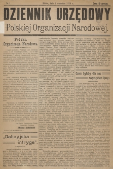 Dziennik Urzędowy Polskiej Organizacji Narodowej. 1914, nr 1