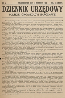 Dziennik Urzędowy Polskiej Organizacji Narodowej. 1914, nr 4
