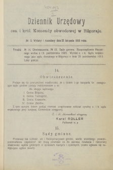 Dziennik Urzędowy Ces. i Król. Komendy Obwodowej w Biłgoraju. 1915, nr 3