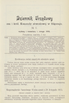 Dziennik Urzędowy Ces. i Król. Komendy Obwodowej w Biłgoraju. 1916, nr 2