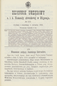 Dziennik Urzędowy C. i K. Komendy Obwodowej w Biłgoraju. 1916, no 8