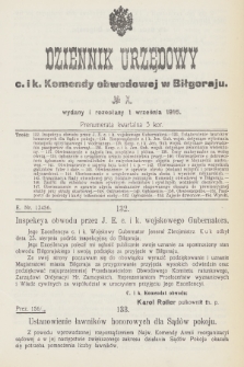 Dziennik Urzędowy C. i K. Komendy Obwodowej w Biłgoraju. 1916, no 10