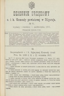 Dziennik Urzędowy C. i K. Komendy Powiatowej w Biłgoraju. 1917, no 6