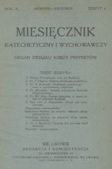Miesięcznik Katechetyczny i Wychowawczy : organ Związku Księży Prefektów. R.10, 1921, z. 4