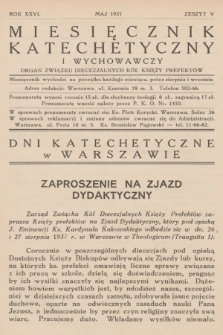 Miesięcznik Katechetyczny i Wychowawczy : organ Związku Diecezjalnych Kół Księży Prefektów. R.26, 1937, z. 5