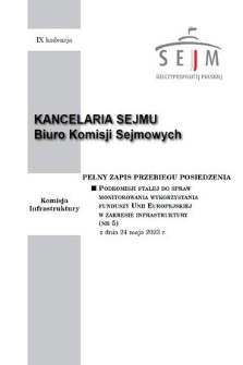 Pełny Zapis Przebiegu Posiedzenia Podkomisji Stałej do Spraw Monitorowania Wykorzystania Funduszy Unii Europejskiej w Zakresie Infrastruktury. Kad. 9, 2023, nr 5