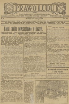 Prawo Ludu : organ Polskiej Partyi Socyalistycznej : tygodnik polityczny, społeczny, rolniczy i oświatowy. R. 19, 1918, nr 5 + dod.