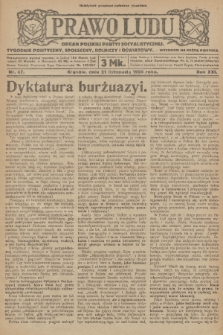 Prawo Ludu : organ Polskiej Partyi Socyalistycznej : tygodnik polityczny, społeczny, rolniczy i oświatowy. R. 21, 1920, nr 47