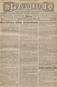 Prawo Ludu : organ Polskiej Partyi Socyalistycznej : tygodnik polityczny, społeczny, rolniczy i oświatowy. R. 23, 1922, nr 1