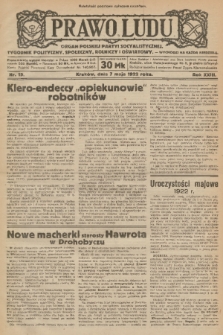 Prawo Ludu : organ Polskiej Partyi Socyalistycznej : tygodnik polityczny, społeczny, rolniczy i oświatowy. R. 23, 1922, nr 19