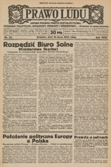 Prawo Ludu : organ Polskiej Partyi Socyalistycznej : tygodnik polityczny, społeczny, rolniczy i oświatowy. R. 23, 1922, nr 20