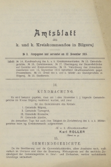 Amtsblatt des K. und K. Kreiskommandos in Biłgoraj. 1915, no 3