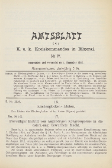 Amtsblatt des K. u. K. Kreiskommandos in Biłgoraj. 1915, no 4