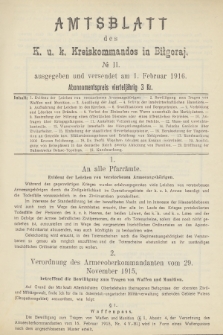 Amtsblatt des K. u. K. Kreiskommandos in Biłgoraj. 1916, no 2