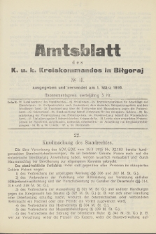 Amtsblatt des K. u. K. Kreiskommandos in Biłgoraj. 1916, no 3